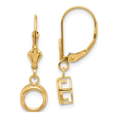 14K Yellow Gold Round Bezel Leverback Mounts Earring Mounting