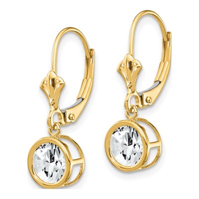14K Yellow Gold CZ Bezel Leverback Earrings – view 3