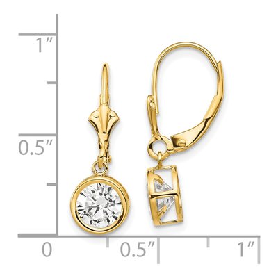 14K Yellow Gold CZ Bezel Leverback Earrings – view 5