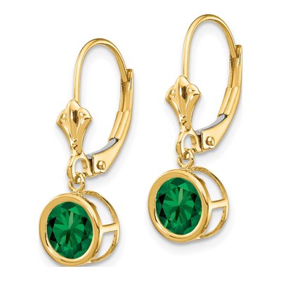 14K Yellow Gold Lab-Created Helenite Mount St Helens Leverback Earrings – view 2