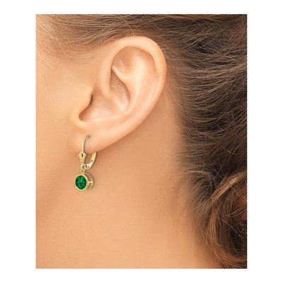14K Yellow Gold Lab-Created Helenite Mount St Helens Leverback Earrings – view 3