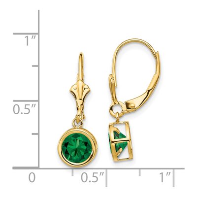 14K Yellow Gold Lab-Created Helenite Mount St Helens Leverback Earrings – view 4