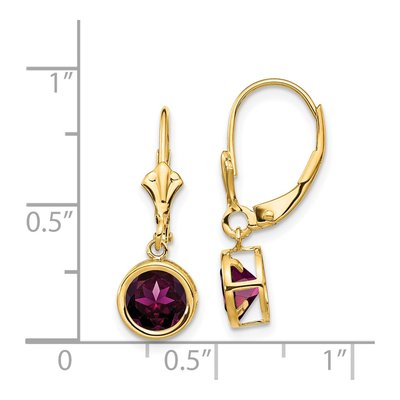 14K Yellow Gold Rhodolite Garnet Bezel Leverback Earrings – view 4