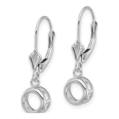 14K White Gold Bezel Leverback Earring Mounting – view 2
