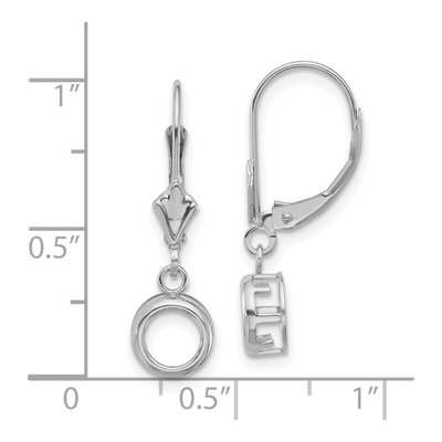 14K White Gold Bezel Leverback Earring Mounting – view 3