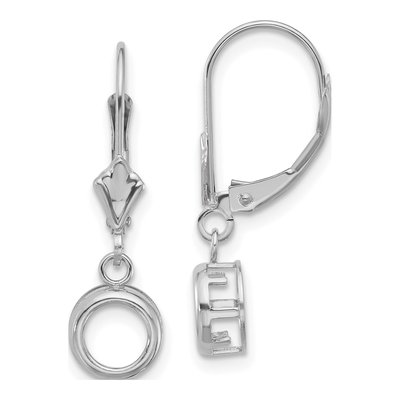 14K White Gold Bezel Leverback Earring Mounting