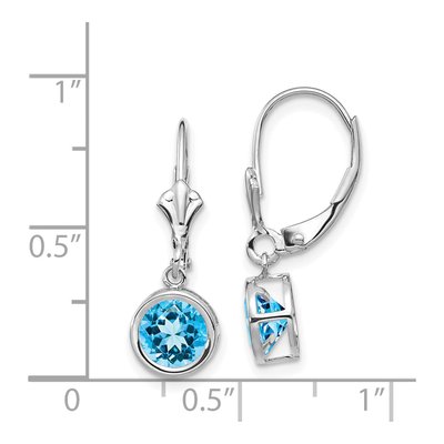 14K White Gold Swiss Blue Topaz Bezel Leverback Earrings – view 5