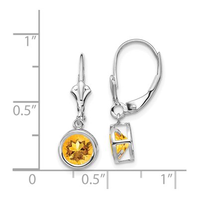 14K White Gold Citrine Bezel Leverback Earrings – view 4