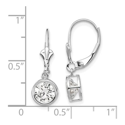 14K White Gold CZ Bezel Leverback Earrings – view 5