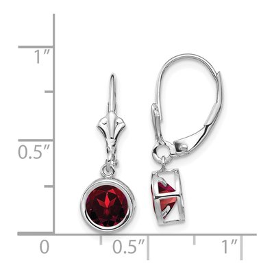 14K White Gold Garnet Round Leverback Earrings – view 5