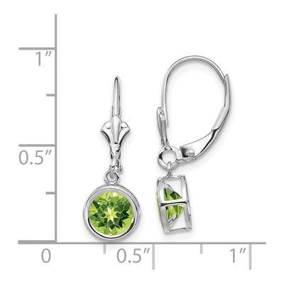 14K White Gold Peridot Round Bezel Leverback Earrings – view 5