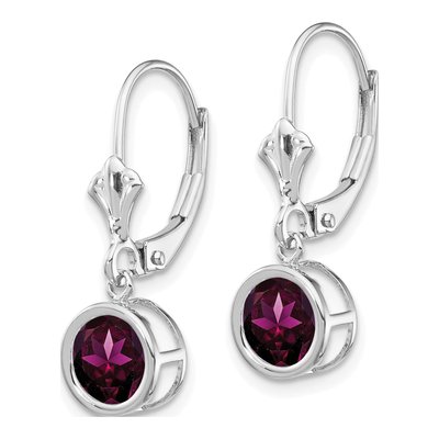 14K White Gold Rhodolite Garnet Leverback Earrings – view 3
