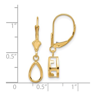 14K Yellow Gold Pear Bezel Leverback Mounts Earring Mounting – view 3