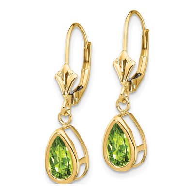 14K Yellow Gold Peridot Pear Leverback Earrings – view 2