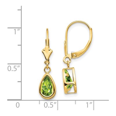 14K Yellow Gold Peridot Pear Leverback Earrings – view 4