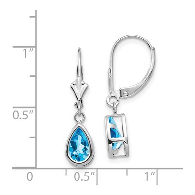 14K White Gold Swiss Blue Topaz Pear Leverback Earrings – view 4