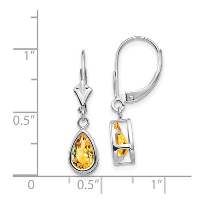 14K White Gold Citrine Pear Leverback Earrings – view 5