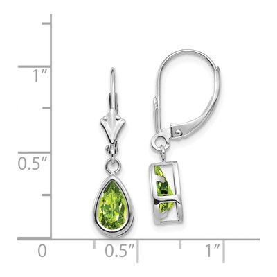 14K White Gold Peridot Pear Leverback Earrings – view 5