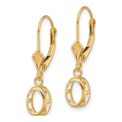 14K Yellow Gold Oval Bezel Leverback Mounts Earring Mounting – view 2