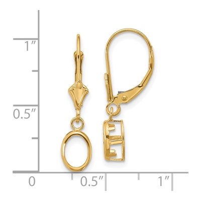 14K Yellow Gold Oval Bezel Leverback Mounts Earring Mounting – view 3