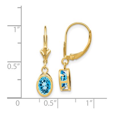 14K Yellow Gold Swiss Blue Topaz Leverback Earrings – view 5