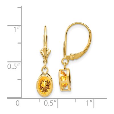 14K Yellow Gold Citrine Oval Leverback Earrings – view 4