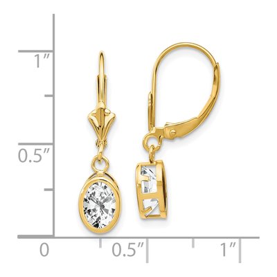 14K Yellow Gold CZ Oval Bezel Leverback Earrings – view 5