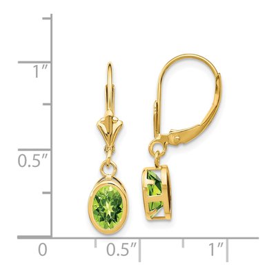 14K Yellow Gold Peridot Oval Leverback Earrings – view 5