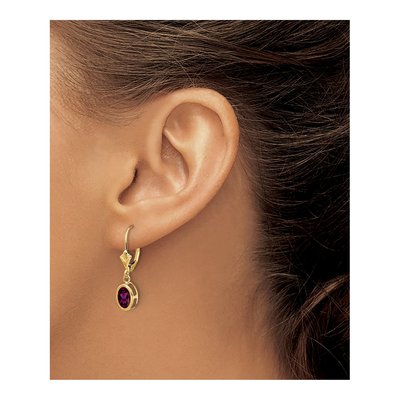14K Yellow Gold Rhodolite Garnet Leverback Earrings – view 3