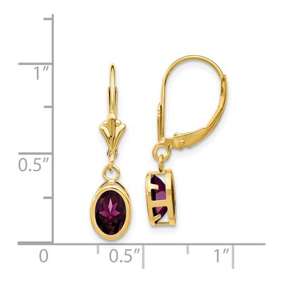 14K Yellow Gold Rhodolite Garnet Leverback Earrings – view 4