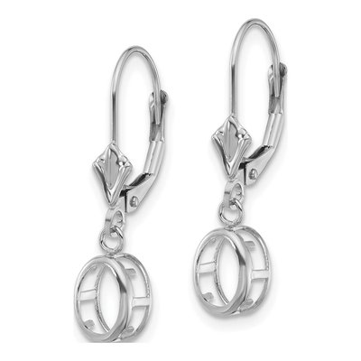 14K White Gold Oval Bezel Leverback Earring Mounting – view 2
