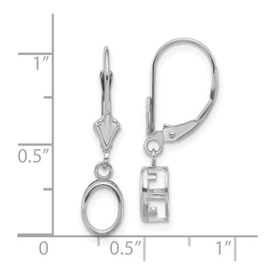 14K White Gold Oval Bezel Leverback Earring Mounting – view 3