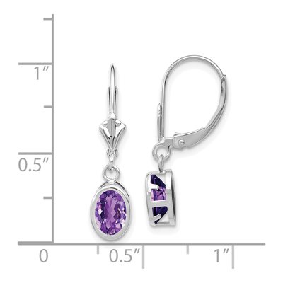 14K White Gold Amethyst Bezel Leverback Earrings – view 5