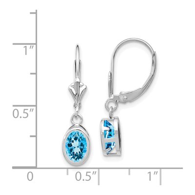 14K White Gold Swiss Blue Topaz Oval Leverback Earrings – view 5