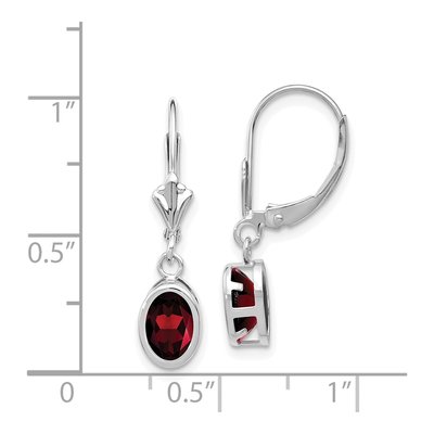 14K White Gold Garnet Oval Leverback Earrings – view 5