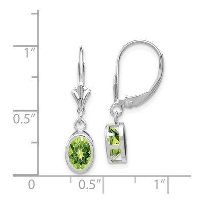 14K White Gold Peridot Oval Leverback Earrings – view 5