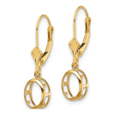 14K Yellow Gold Oval Bezel Leverback Mounts Earring Mounting – view 2