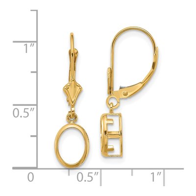 14K Yellow Gold Oval Bezel Leverback Mounts Earring Mounting – view 3