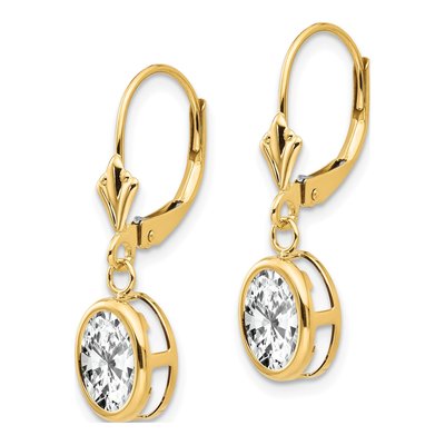 14K Yellow Gold CZ Oval Bezel Leverback Earrings – view 2