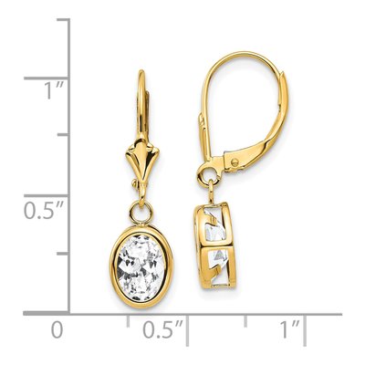 14K Yellow Gold CZ Oval Bezel Leverback Earrings – view 4