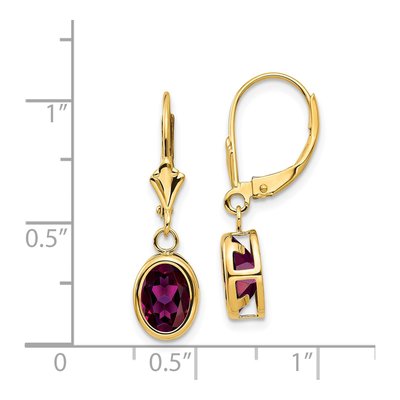 14K Yellow Gold Rhodolite Garnet Leverback Earrings – view 4