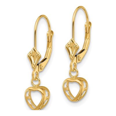 14K Yellow Gold Heart Bezel Leverback Mounts Earring Mounting – view 2