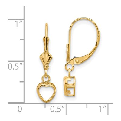 14K Yellow Gold Heart Bezel Leverback Mounts Earring Mounting – view 3
