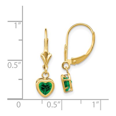 14K Yellow Gold Lab-Created Helenite Heart Mount St Helens Leverback Earrings – view 4
