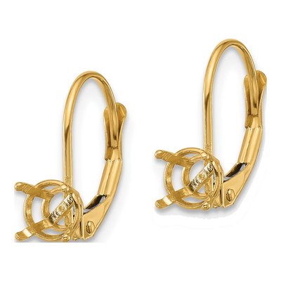 14K Yellow Gold Round Leverback Earring Mounting – view 2
