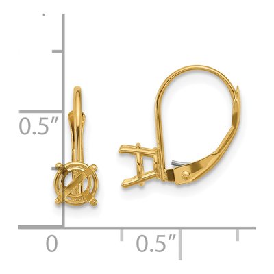 14K Yellow Gold Round Leverback Earring Mounting – view 3
