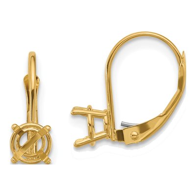 14K Yellow Gold Round Leverback Earring Mounting