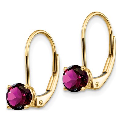 14K Yellow Gold Amethyst Round Leverback Earrings – view 3