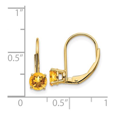 14K Yellow Gold Citrine Round Leverback Earrings – view 4