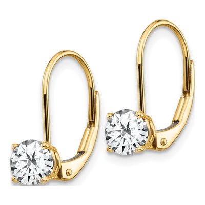 14K Yellow Gold CZ Round Leverback Earrings – view 3